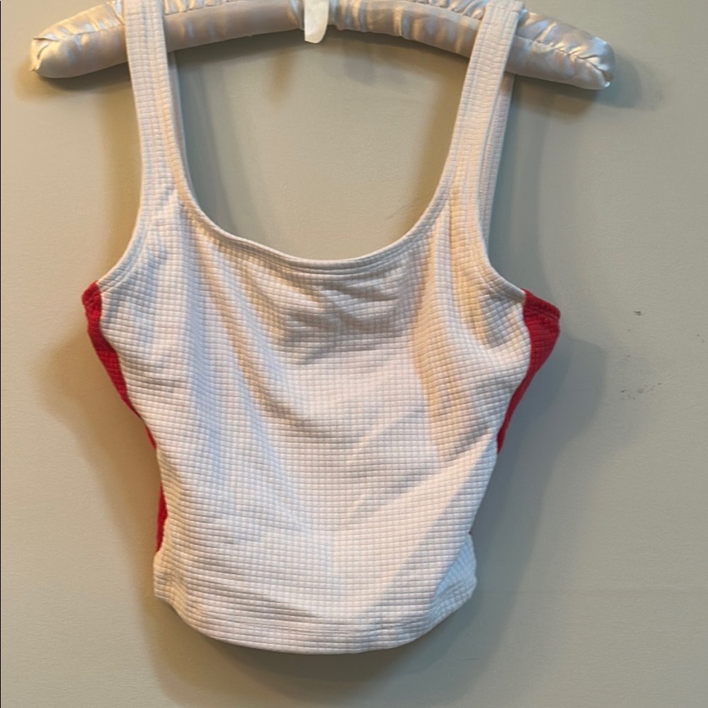 Jag Jeans Fitted White and Red Sleeveless Tank Top